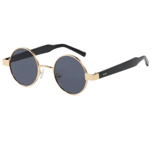 Jet Unisex Retro Round Metal Frame UV400 Sunglasses