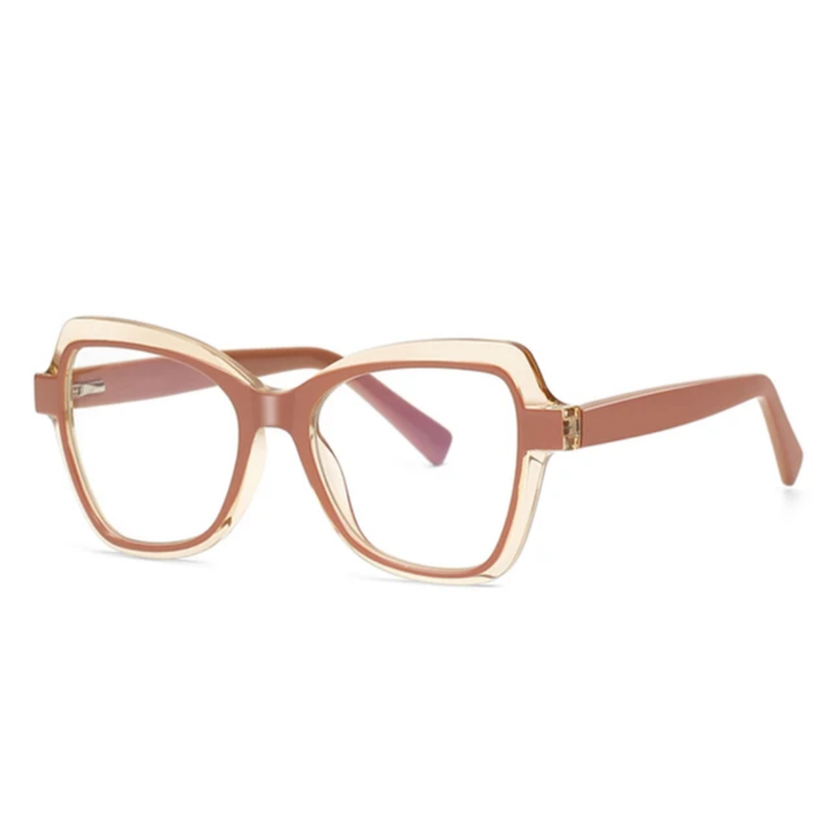 Havana Womens Color Blocked Cat-Eye Anti Blue Light Glasses