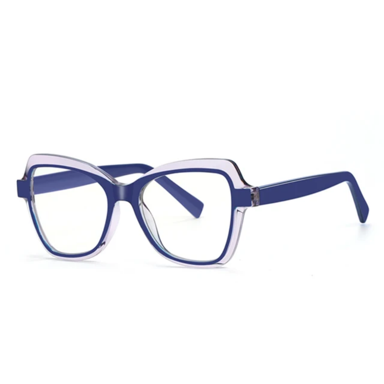 Havana Womens Color Blocked Cat-Eye Anti Blue Light Glasses