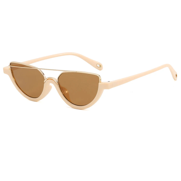 Bianca Womens UV400 Y2K Gold Detail Oval Half Frame Fashion Sunglasses