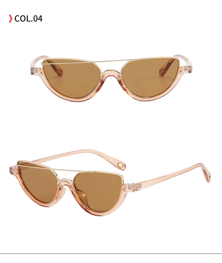 Bianca Womens UV400 Y2K Gold Detail Oval Half Frame Fashion Sunglasses