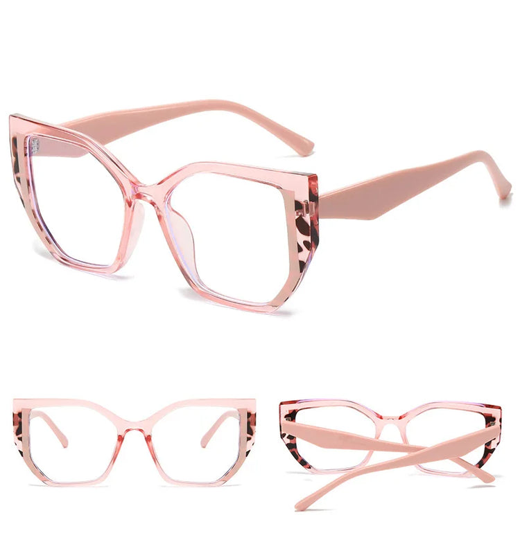 Circe Women's Anti-Blue Light Oversized Square Cat-Eye Glasses