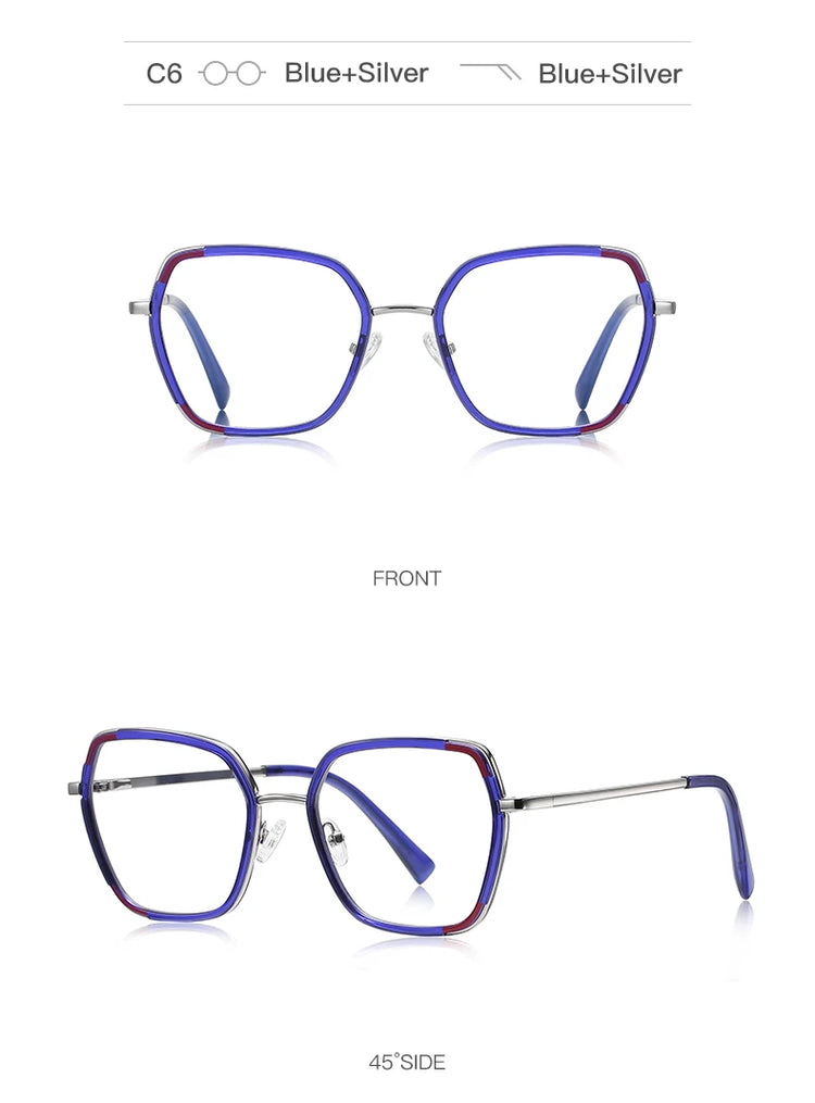 Rho Women's Oversized Square Frame Anti Blue Light Blocking Glasses