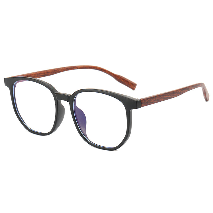 ELLIOT UNISEX GEOMETRIC FRAME ANTI-BLUE LIGHT RETRO FAUX WOOD GLASSES