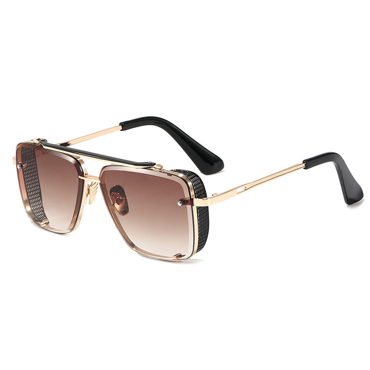 ROBBIE MEN'S GRADIENT LENS UV400 SQUARE METAL FRAME  SUNGLASSES