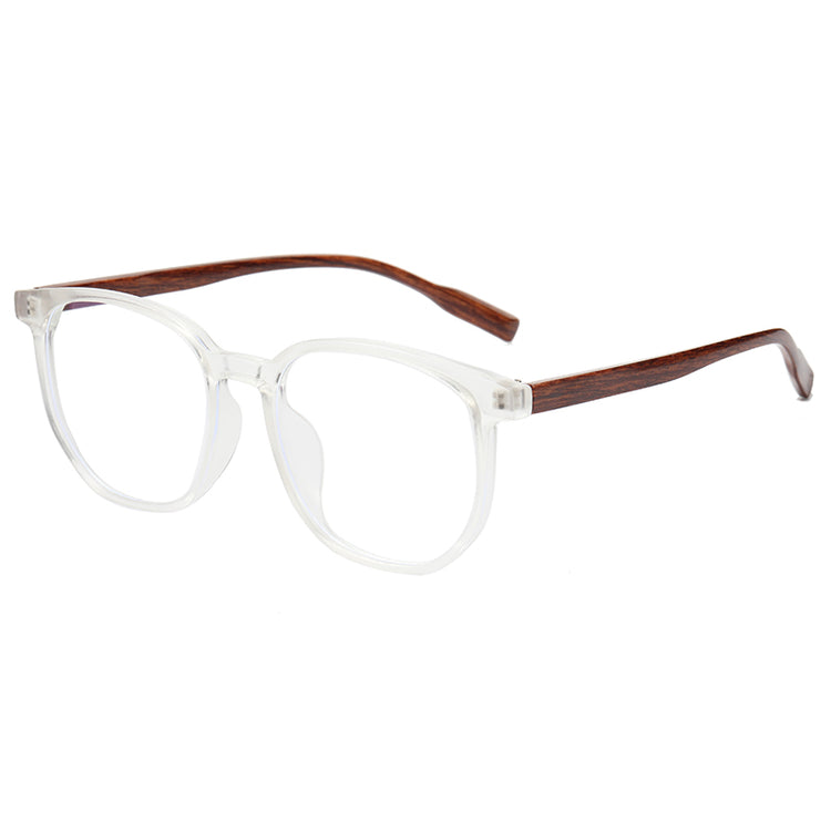 ELLIOT UNISEX GEOMETRIC FRAME ANTI-BLUE LIGHT RETRO FAUX WOOD GLASSES